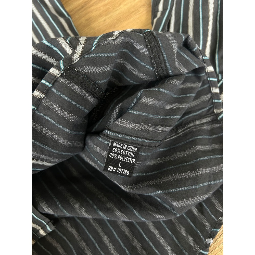 Vintage Y2K Office Siren Pinstripe Button Down Shirt Black White Large preppy - Picture 4 of 7